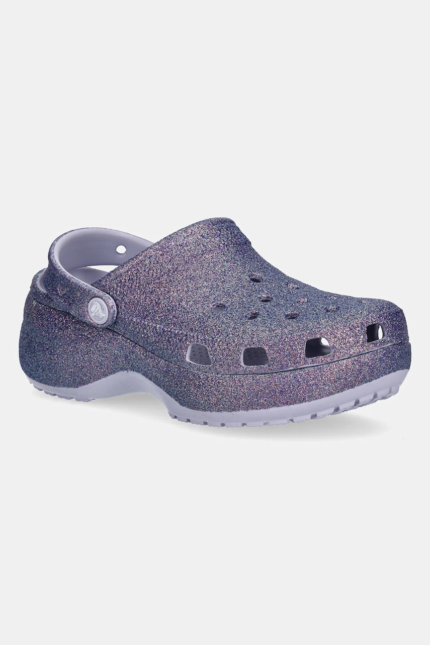 Crocs papuci Platform Irid Glitter Clog femei, culoarea violet, cu platforma, 211024-5BR