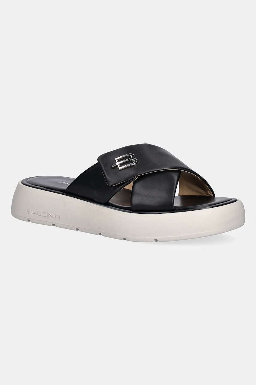 Baldinini șlapi de piele culoarea negru, cu platforma, D5E355P1NAPP