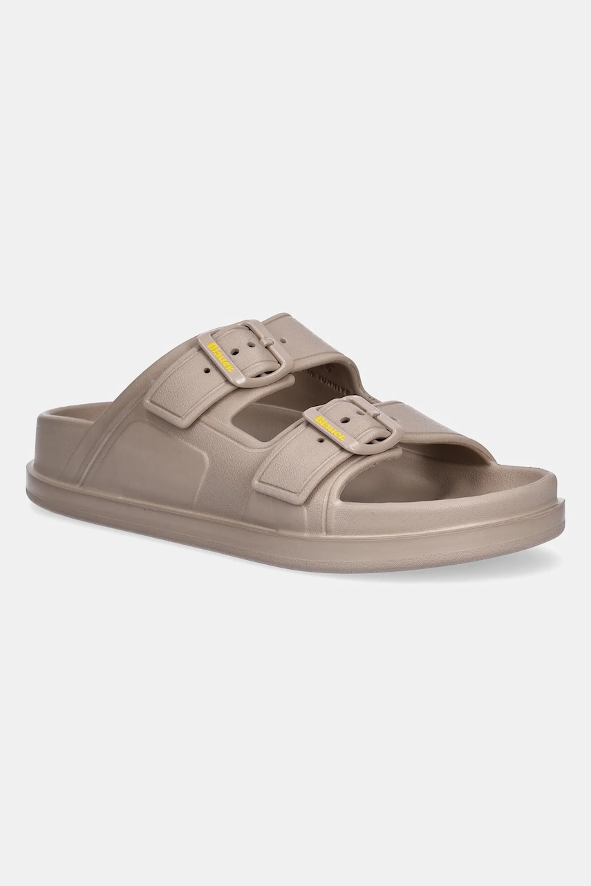 Blauer papuci NOMA femei, culoarea bej, S5NOMA03 Blauer papuci NOMA femei, culoarea bej, S5NOMA03