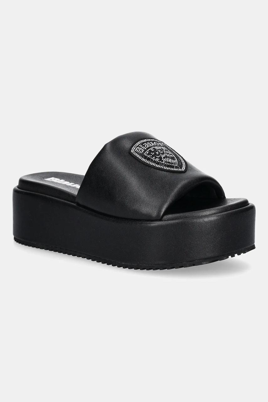 Blauer papuci OPAL culoarea negru, cu platforma, S5OPAL03