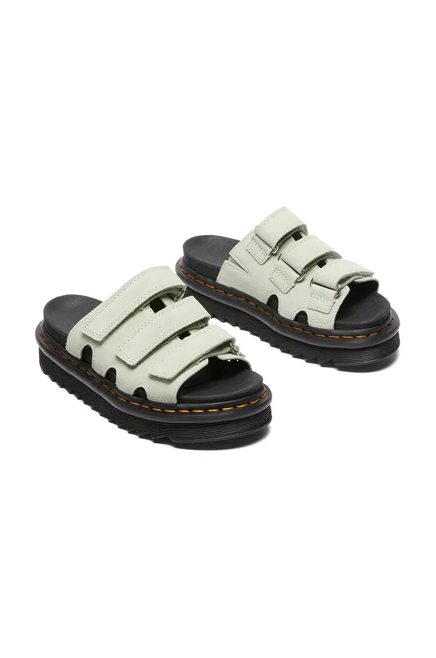 Замшевые шлепанцы Dr. Martens Raine женские цвет зелёный на платформе DM40521300 Замшевые шлепанцы Dr. Martens Raine женские цвет зелёный на платформе DM40521300