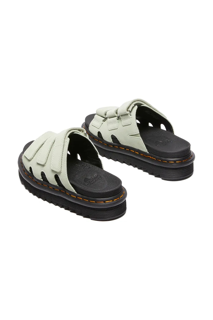 Παντόφλες σουέτ Dr. Martens Raine γυναικείες, χρώμα: πράσινο, DM40521300 φωτογραφία