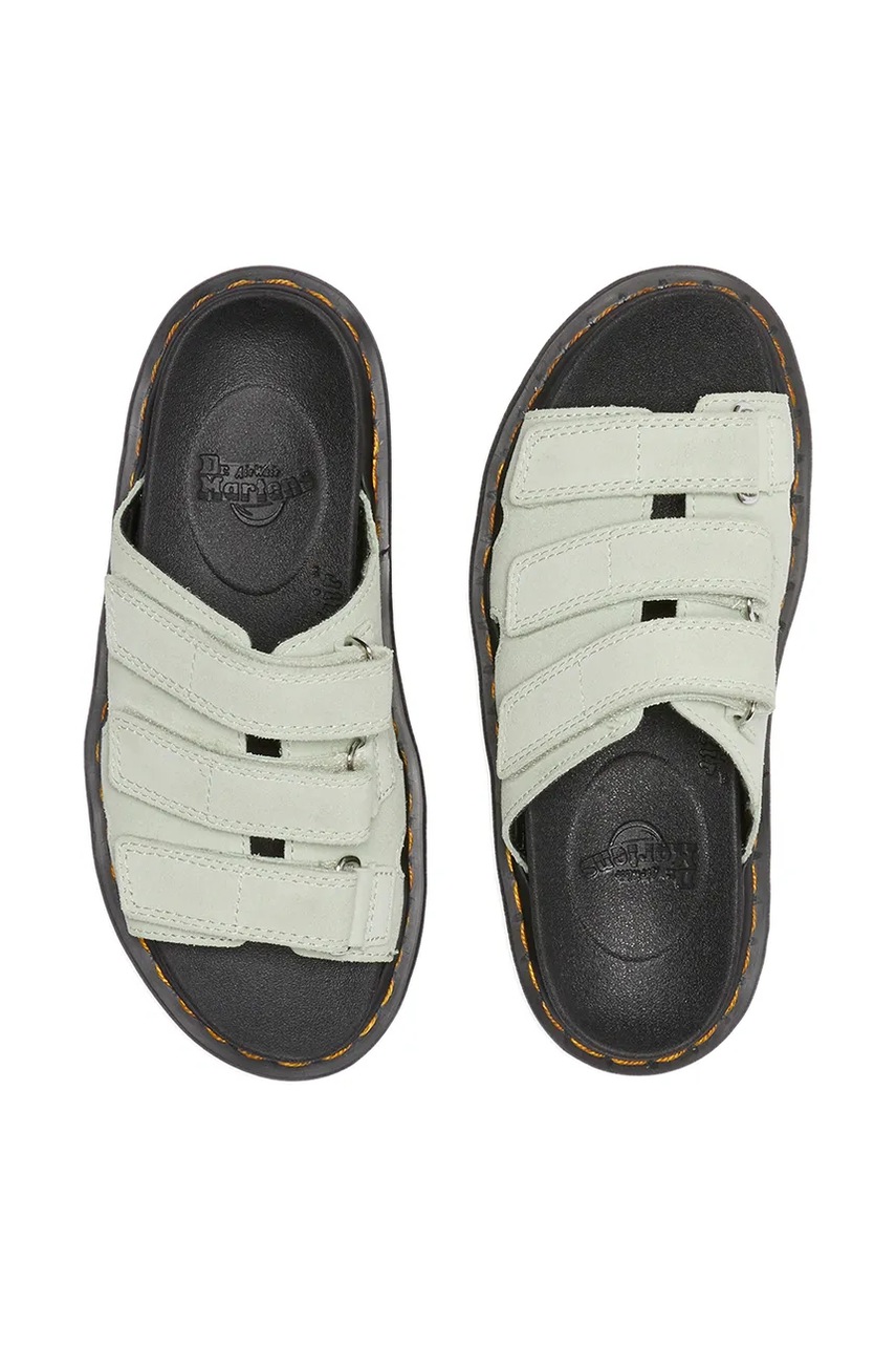 Παντόφλες σουέτ Dr. Martens Raine γυναικείες, χρώμα: πράσινο, DM40521300 φωτογραφία