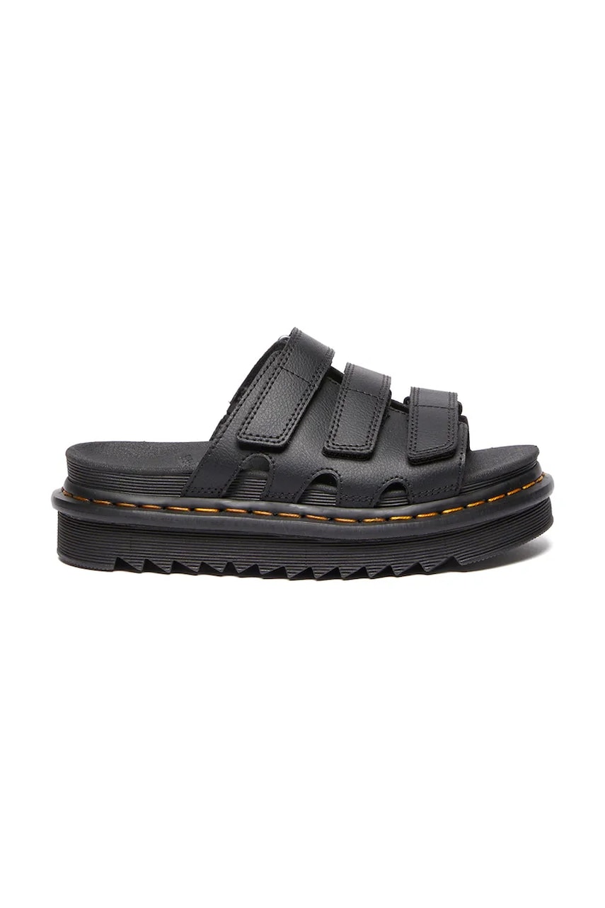 Dr. Martens slapi de piele Raine femei, culoarea negru, cu platforma, DM40522001 Dr. Martens slapi de piele Raine femei, culoarea negru, cu platforma, DM40522001