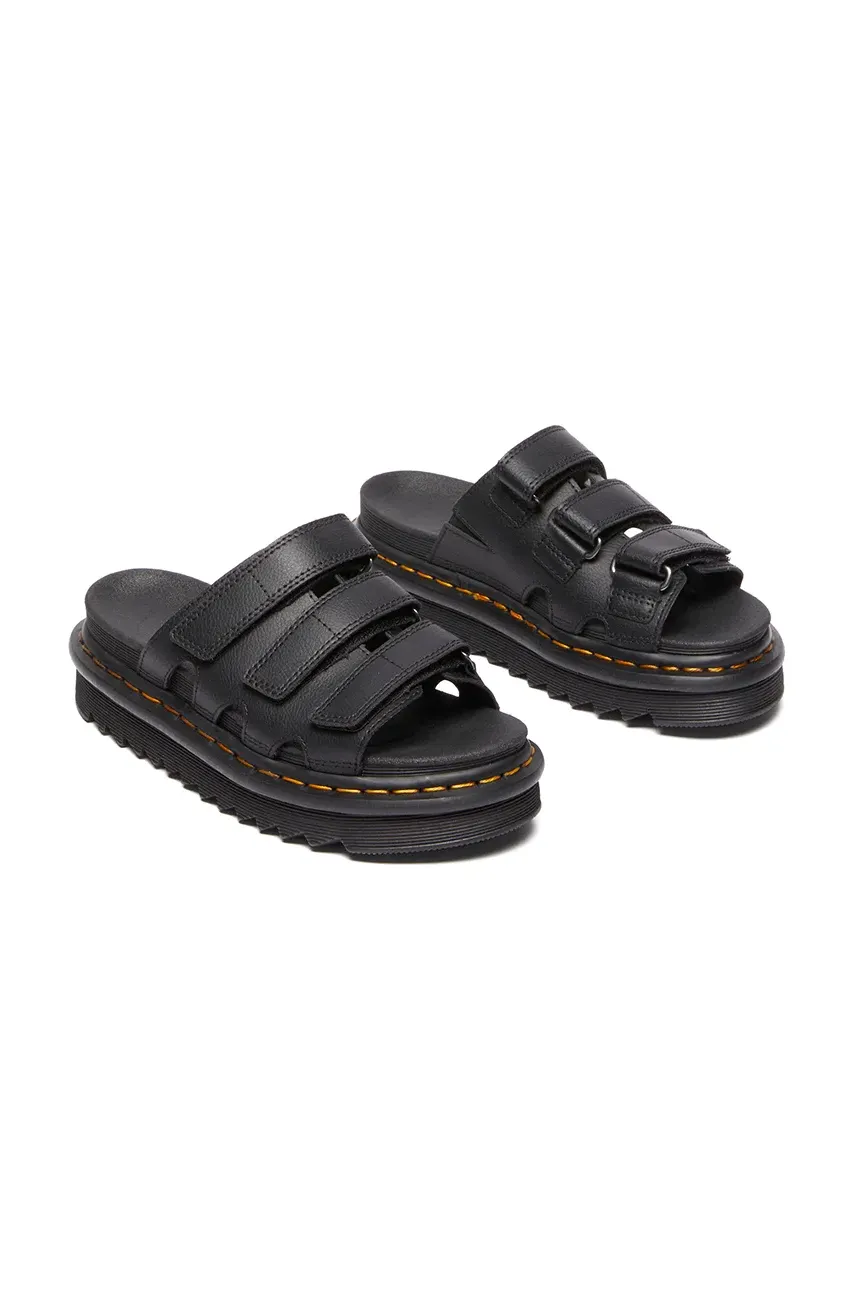 Кожаные шлепанцы Dr. Martens Raine женские цвет чёрный на платформе DM40522001 Кожаные шлепанцы Dr. Martens Raine женские цвет чёрный на платформе DM40522001