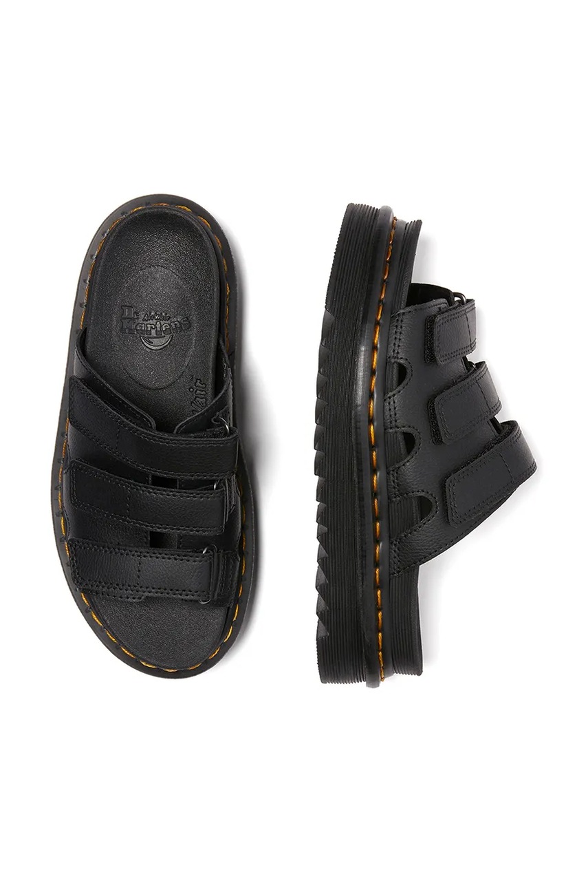 Δερμάτινες παντόφλες Dr. Martens Raine γυναικείες, χρώμα: μαύρο, DM40522001 φωτογραφία