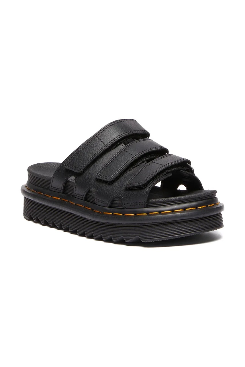 Δερμάτινες παντόφλες Dr. Martens Raine γυναικείες, χρώμα: μαύρο, DM40522001 φωτογραφία