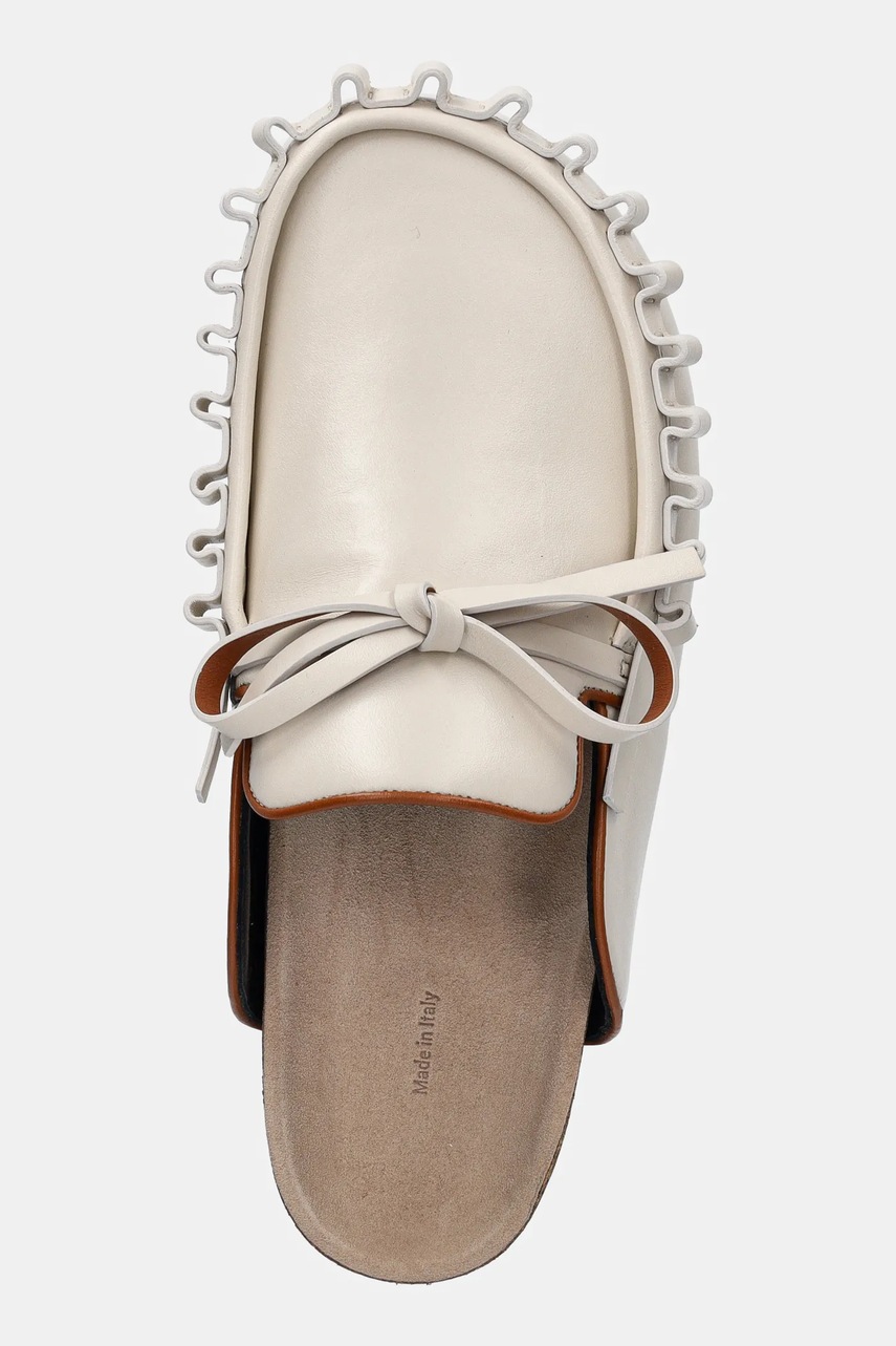 Δερμάτινες παντόφλες JW Anderson γυναικείες, χρώμα: μπεζ, LF0069 LA0323 002 φωτογραφία