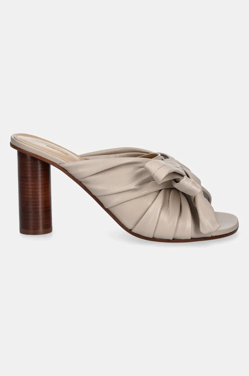 Кожаные шлепанцы JW Anderson женские цвет бежевый каблук кирпичик SN0095 LA0161 190 Кожаные шлепанцы JW Anderson женские цвет бежевый каблук кирпичик SN0095 LA0161 190
