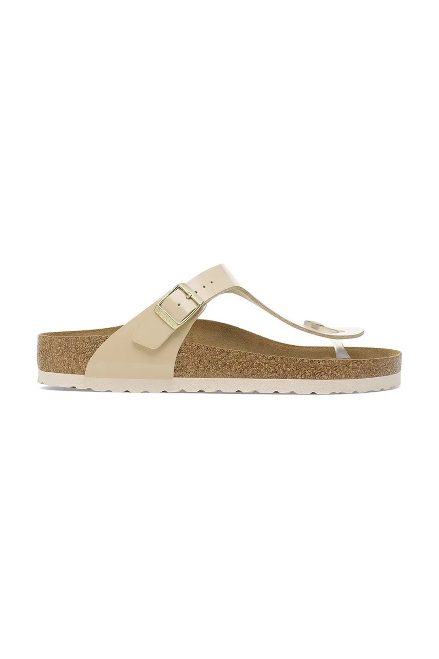 Birkenstock slapi Gizeh femei, culoarea bej, cu toc plat, 1013076