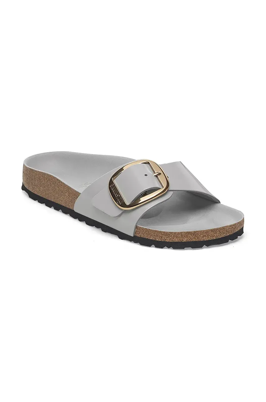 Кожаные шлепанцы Birkenstock Madrid Big Buckle женские цвет серый 1029534 Кожаные шлепанцы Birkenstock Madrid Big Buckle женские цвет серый 1029534
