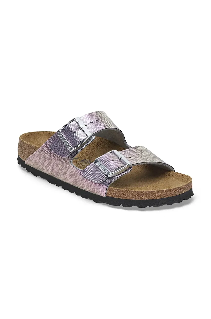 Шлепанцы Birkenstock Arizona Saffiano Iridescent женские цвет фиолетовый 1029510 Шлепанцы Birkenstock Arizona Saffiano Iridescent женские цвет фиолетовый 1029510