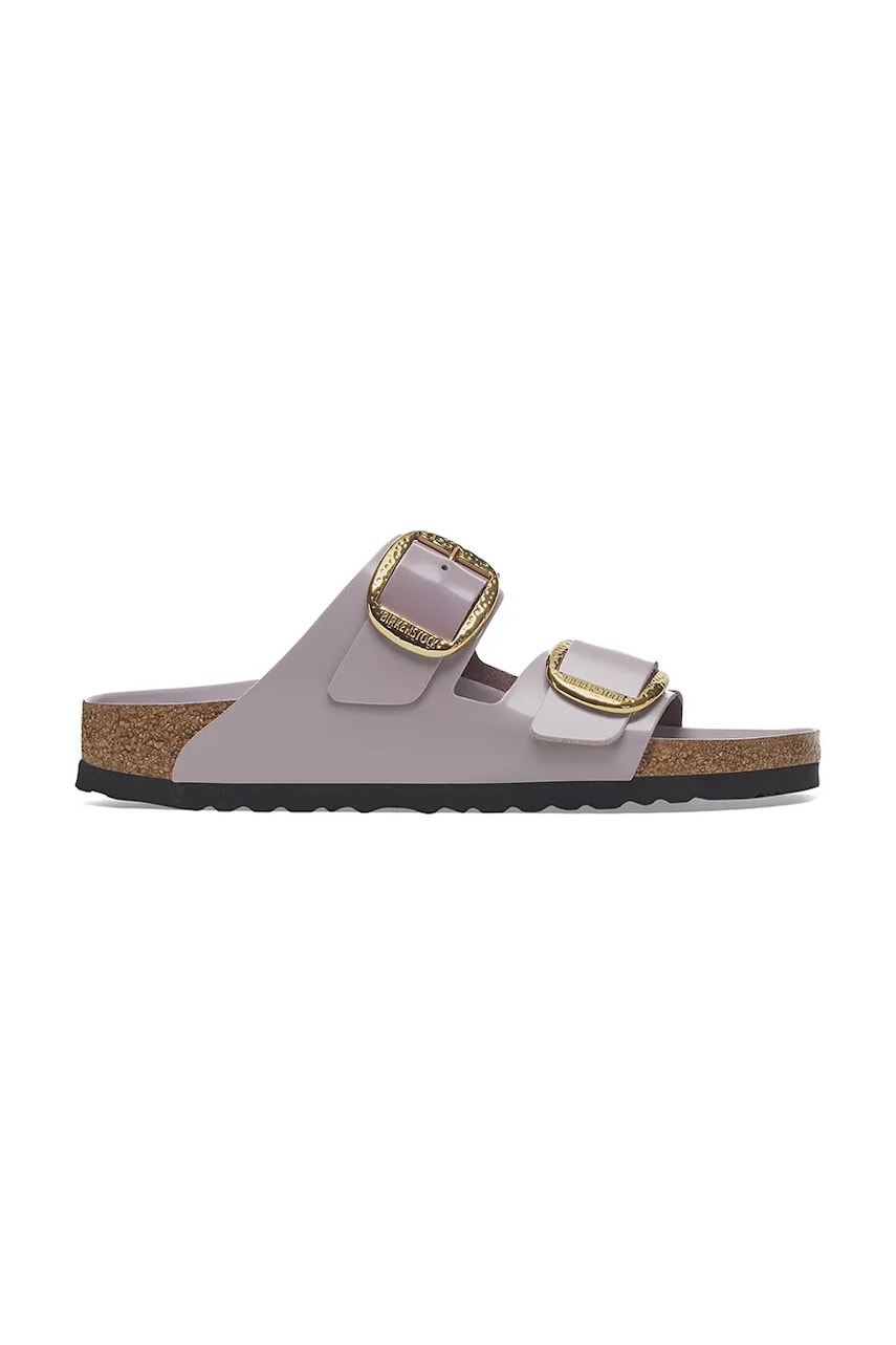 Birkenstock slapi de piele Arizona Hammered Buckle femei, culoarea violet, 1029784 Birkenstock slapi de piele Arizona Hammered Buckle femei, culoarea violet, 1029784