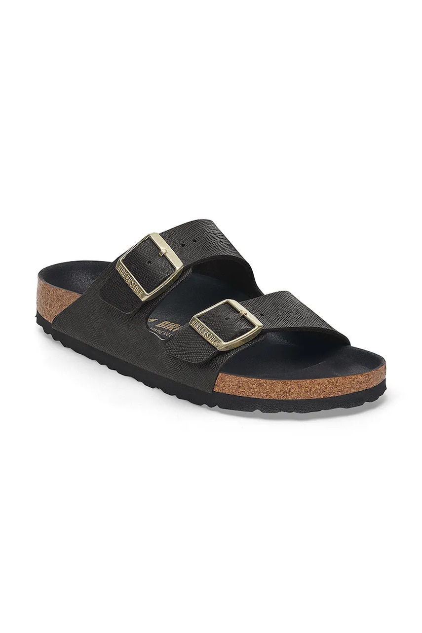 Шлепанцы Birkenstock Arizona Saffiano Iridescent женские цвет чёрный 1029493 Шлепанцы Birkenstock Arizona Saffiano Iridescent женские цвет чёрный 1029493