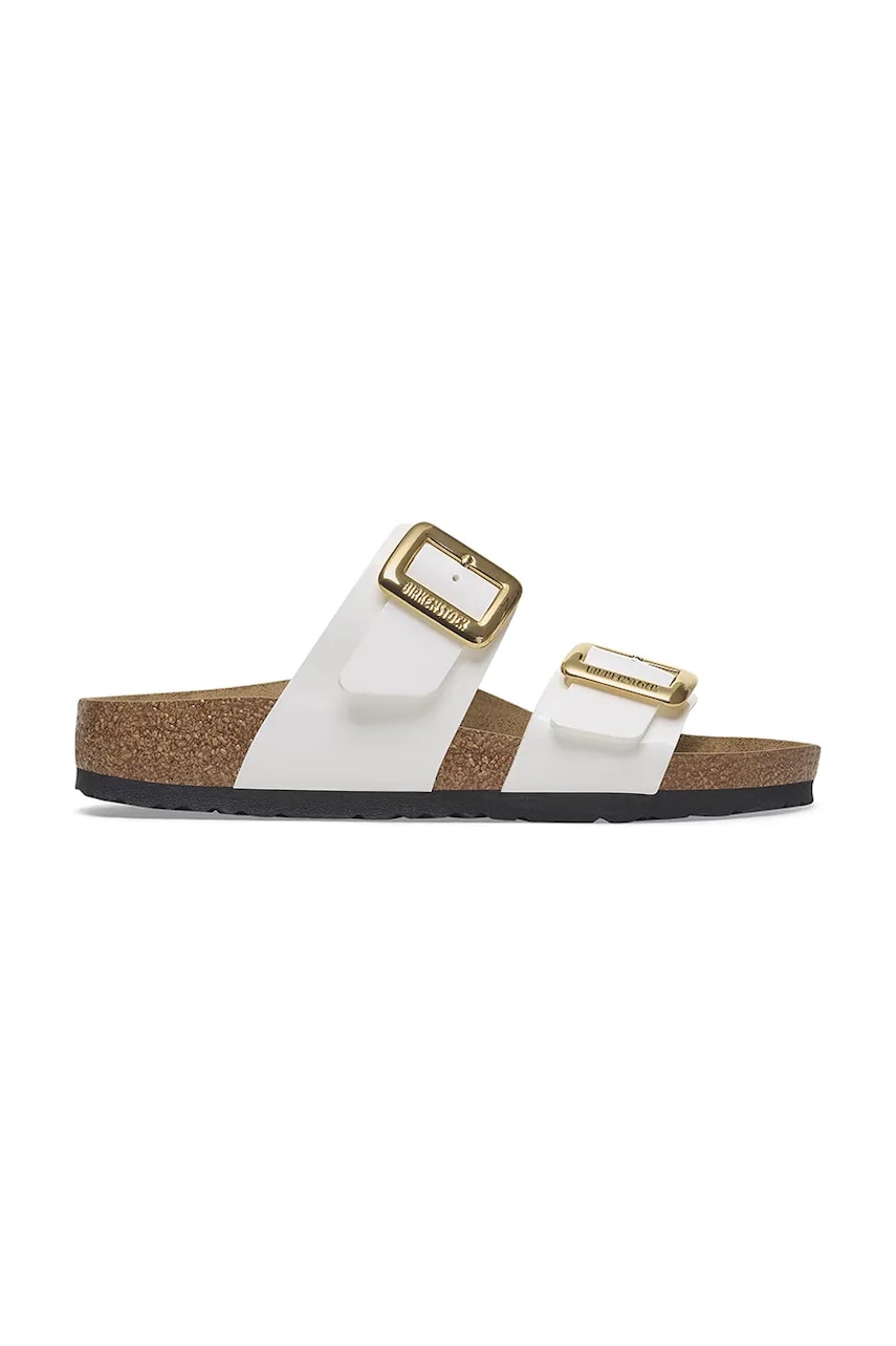 Birkenstock papuci Sydney Patent Cushion Buckle femei, culoarea alb, 1029438 Birkenstock papuci Sydney Patent Cushion Buckle femei, culoarea alb, 1029438