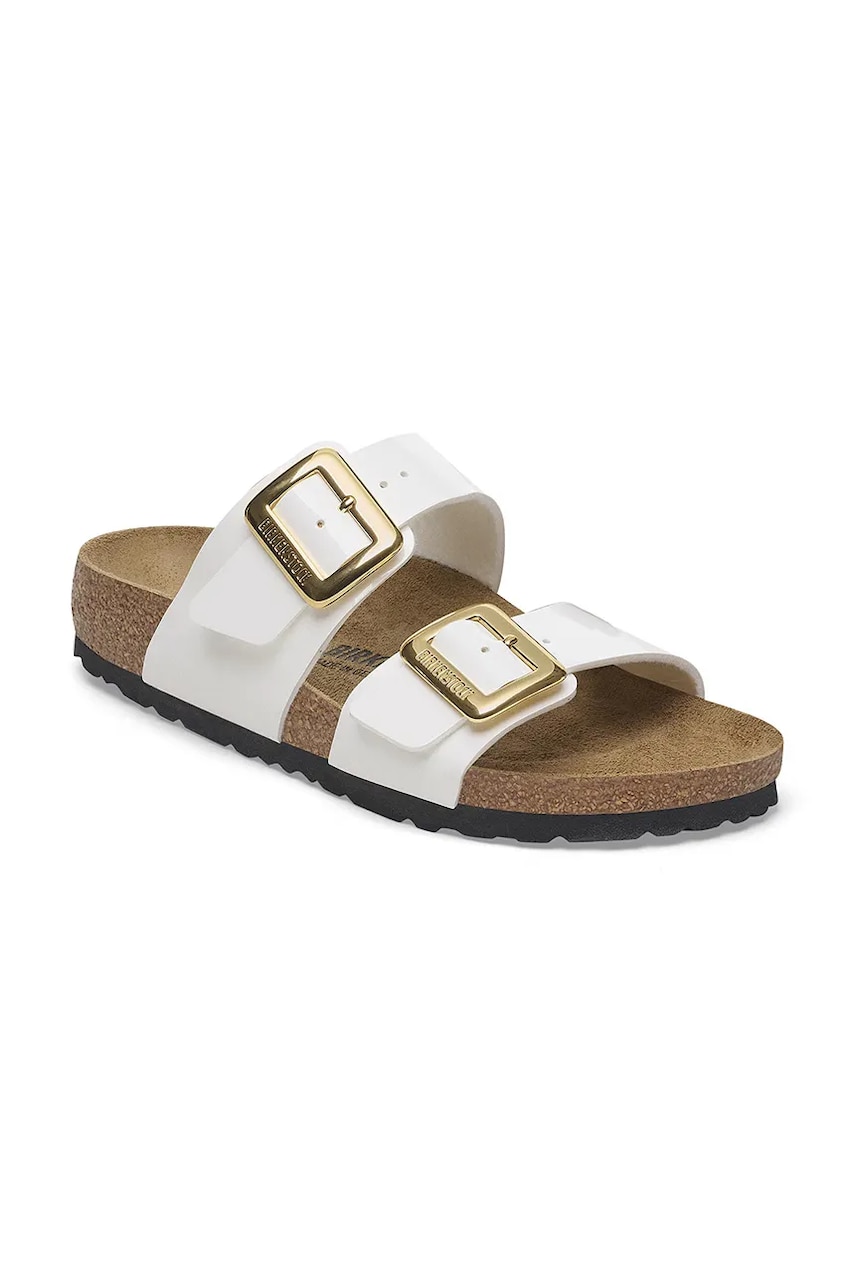 Шлепанцы Birkenstock Sydney Patent Cushion Buckle женские цвет белый 1029438 Шлепанцы Birkenstock Sydney Patent Cushion Buckle женские цвет белый 1029438