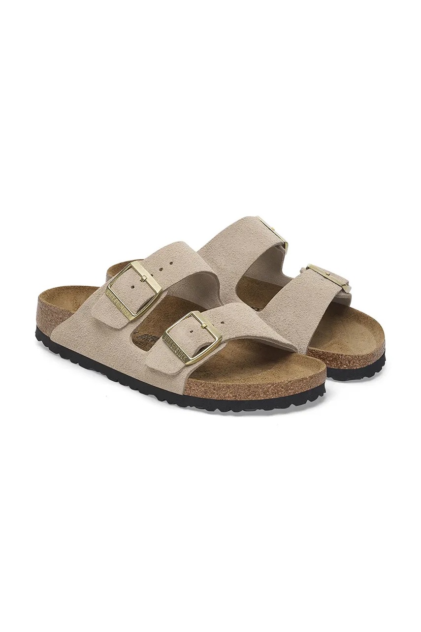 Замшеві шльопанці Birkenstock Arizona жіночі колір бежевий 1029260 