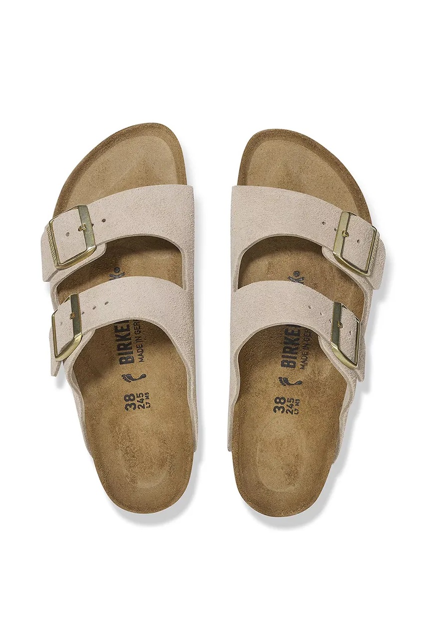 Замшеві шльопанці Birkenstock Arizona жіночі колір бежевий 1029260 