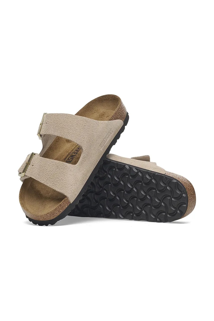 Замшеві шльопанці Birkenstock Arizona жіночі колір бежевий 1029260 
