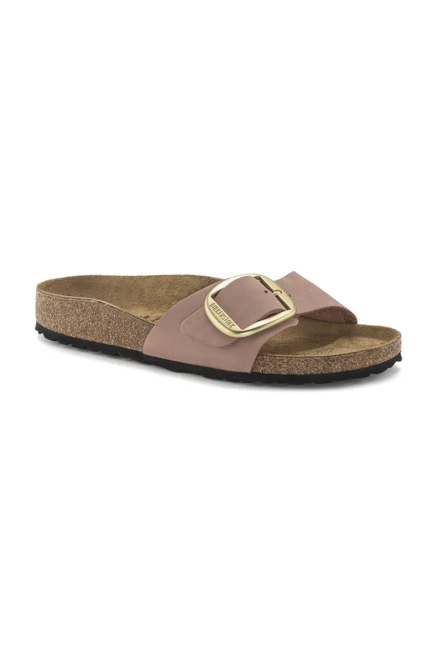 Шлепанцы из нубука Birkenstock Madrid Big Buckle женские цвет розовый 1024016 Шлепанцы из нубука Birkenstock Madrid Big Buckle женские цвет розовый 1024016