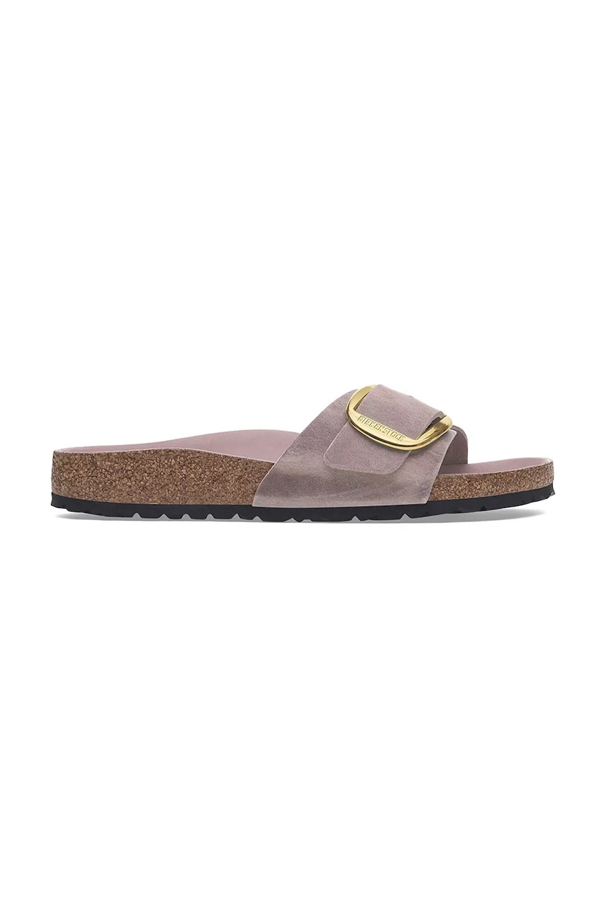 Birkenstock papuci de piele Madrid Big Buckle femei, culoarea violet, 1029300 Birkenstock papuci de piele Madrid Big Buckle femei, culoarea violet, 1029300