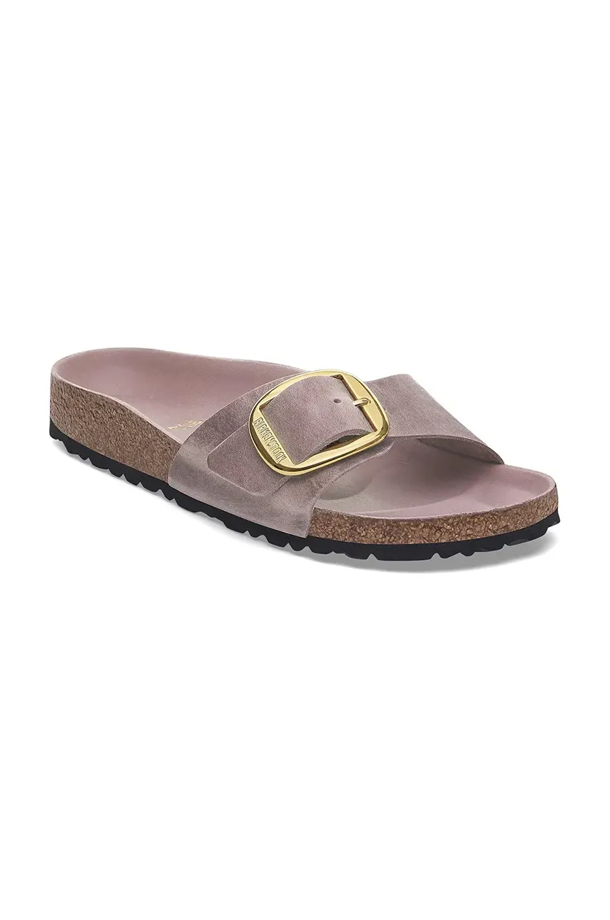 Кожаные шлепанцы Birkenstock Madrid Big Buckle женские цвет фиолетовый 1029300 Кожаные шлепанцы Birkenstock Madrid Big Buckle женские цвет фиолетовый 1029300