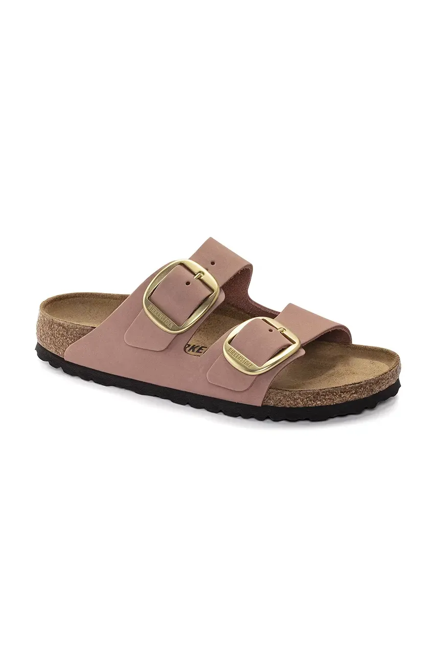 Шлепанцы из нубука Birkenstock Arizona Big Buckle женские цвет розовый 1023963 Шлепанцы из нубука Birkenstock Arizona Big Buckle женские цвет розовый 1023963