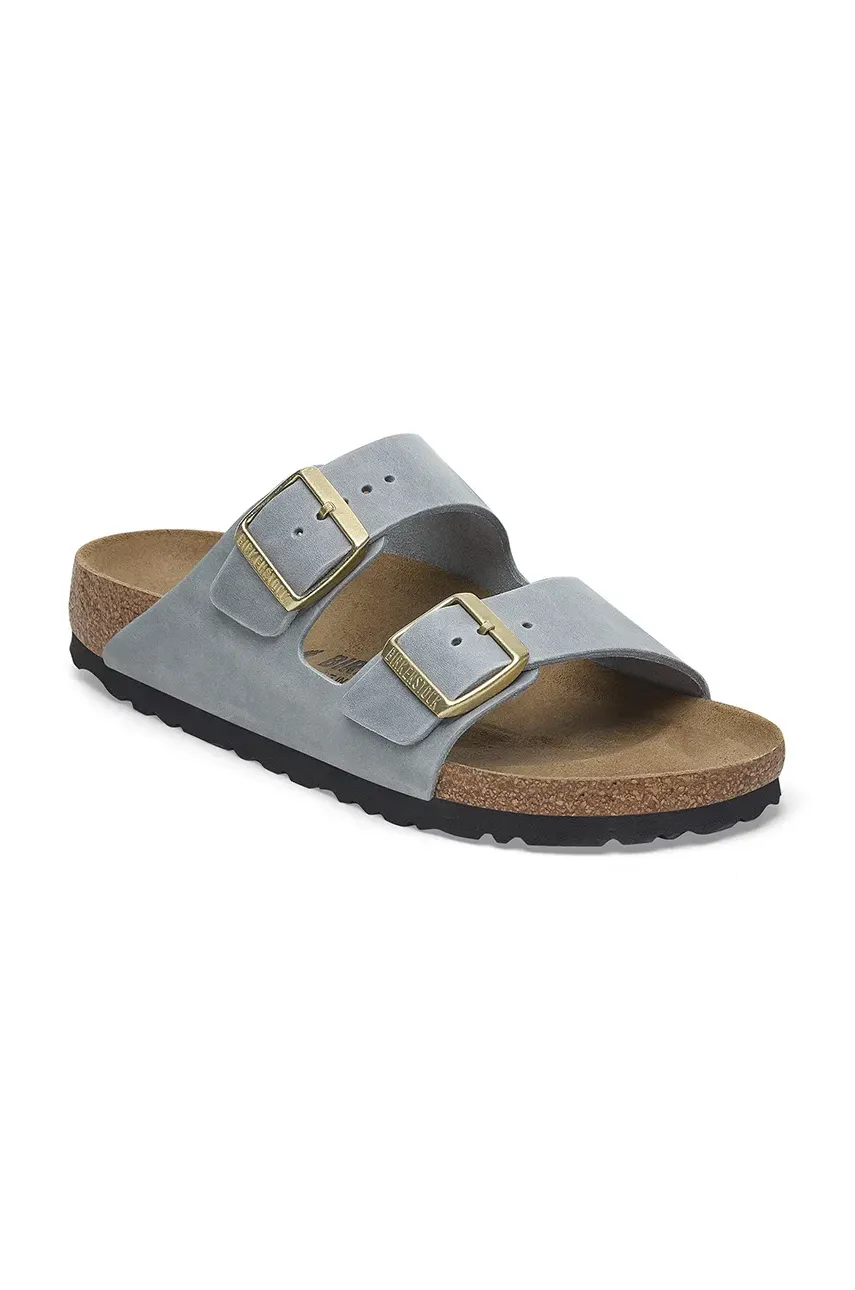 Кожаные шлепанцы Birkenstock Arizona женские цвет серый 1029253 Кожаные шлепанцы Birkenstock Arizona женские цвет серый 1029253