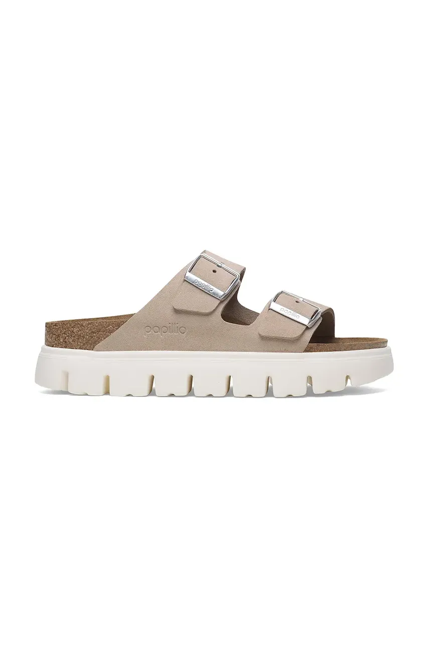 Birkenstock papuci din piele Birkenstock x Papillio Arizona Chunky femei, culoarea roz, cu platforma, 1029117