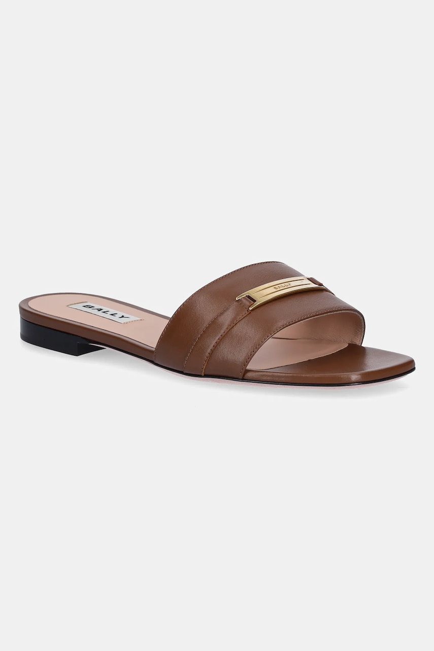 Bally slapi de piele femei, culoarea maro, WF1057