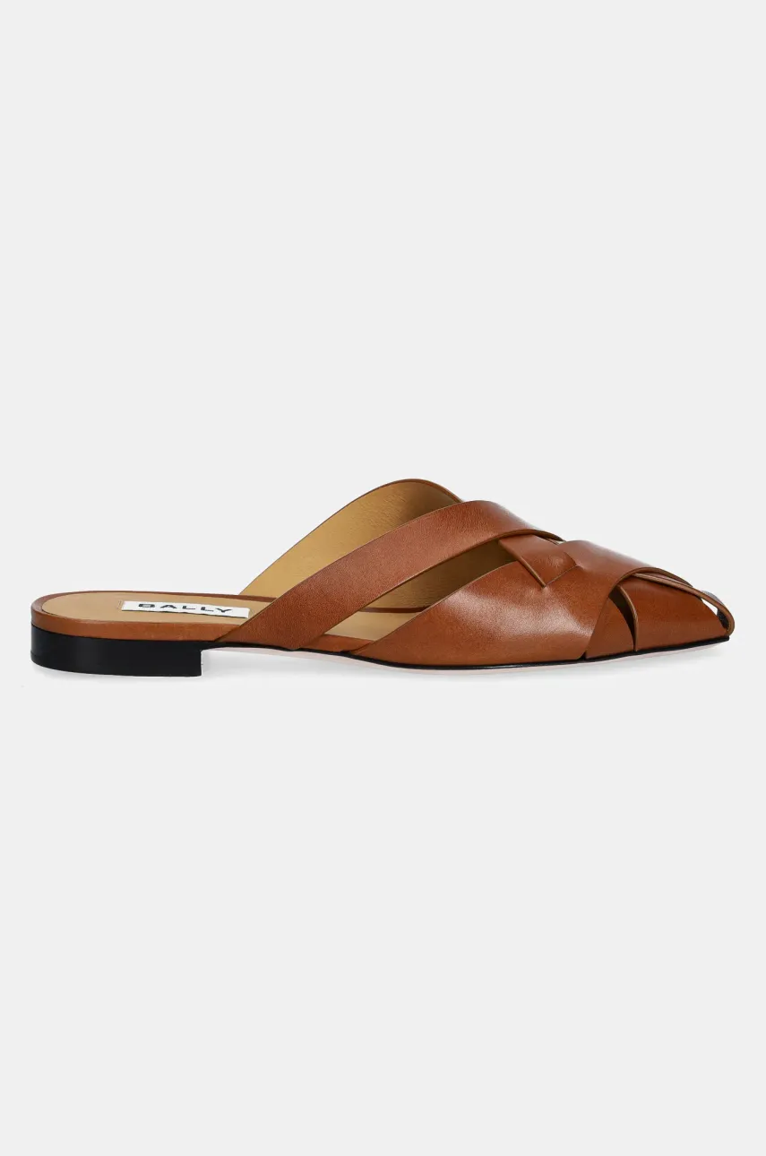 Кожаные шлепанцы Bally женские цвет коричневый WF105I Кожаные шлепанцы Bally женские цвет коричневый WF105I