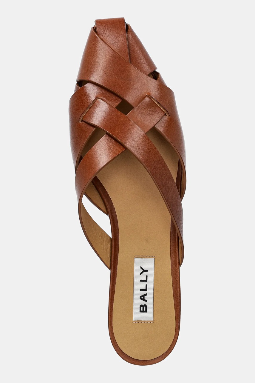 Δερμάτινες παντόφλες Bally γυναικείες, χρώμα: καφέ, WF105I φωτογραφία