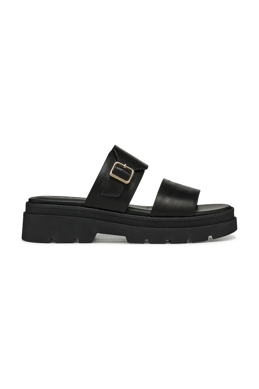 Geox slapi de piele D ADACTER S femei, culoarea negru, cu platforma, D55YVA 00043 C9999
