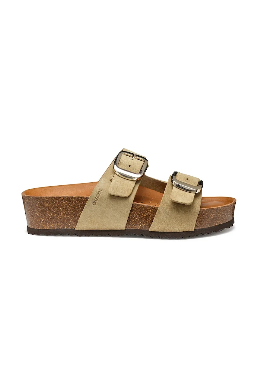 Geox papuci din piele D BRIONIA H femei, culoarea maro, D551DA 00022 C6738 Geox papuci din piele D BRIONIA H femei, culoarea maro, D551DA 00022 C6738