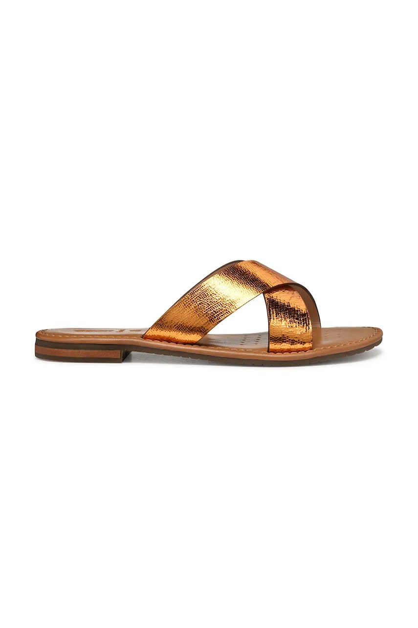 Geox papuci de piele D SOZY S femei, culoarea auriu, D55LXH 000KY C2008 Geox papuci de piele D SOZY S femei, culoarea auriu, D55LXH 000KY C2008