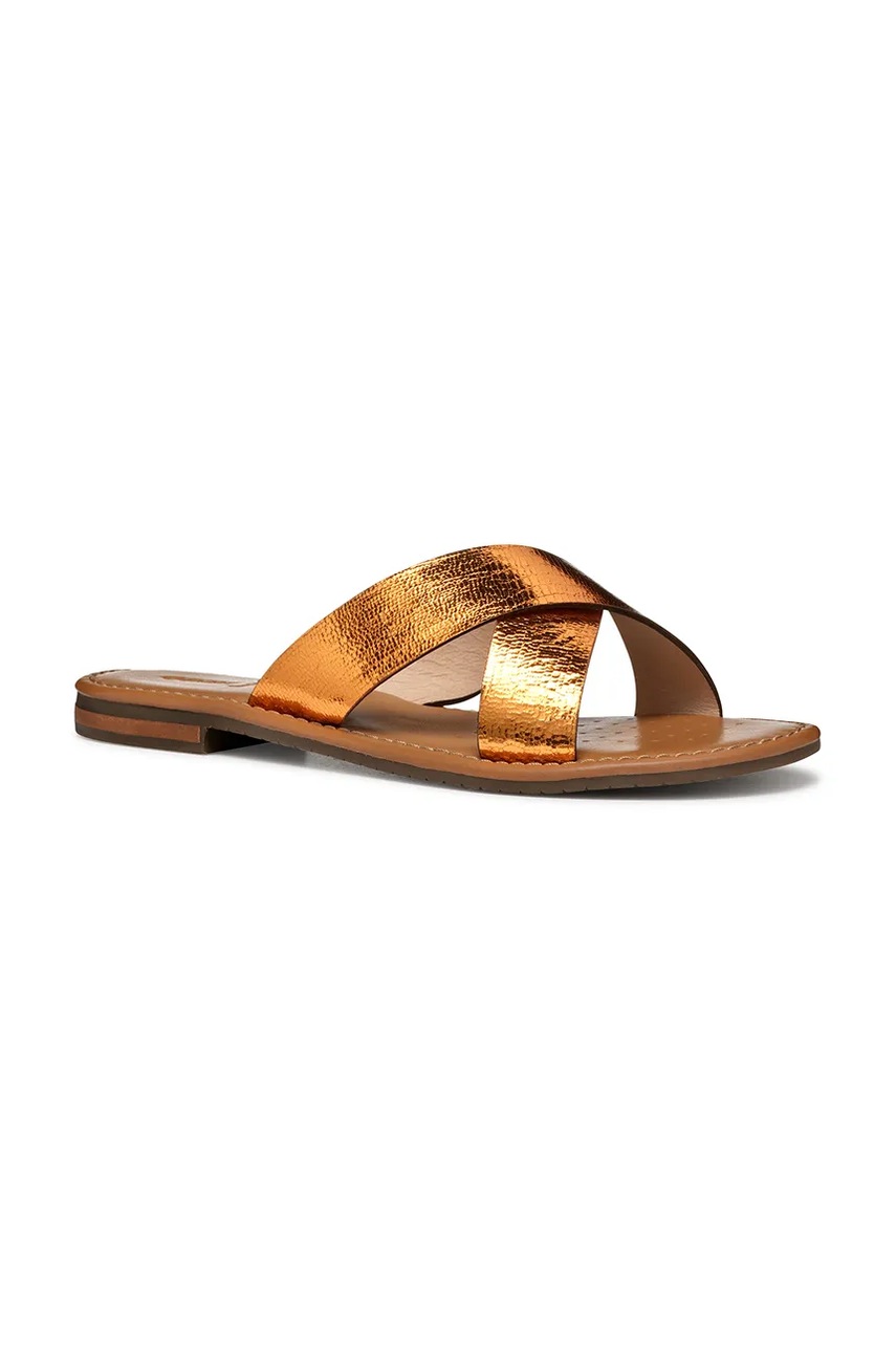 Δερμάτινες παντόφλες Geox D SOZY S γυναικείες, χρώμα: χρυσαφί, D55LXH 000KY C2008 φωτογραφία