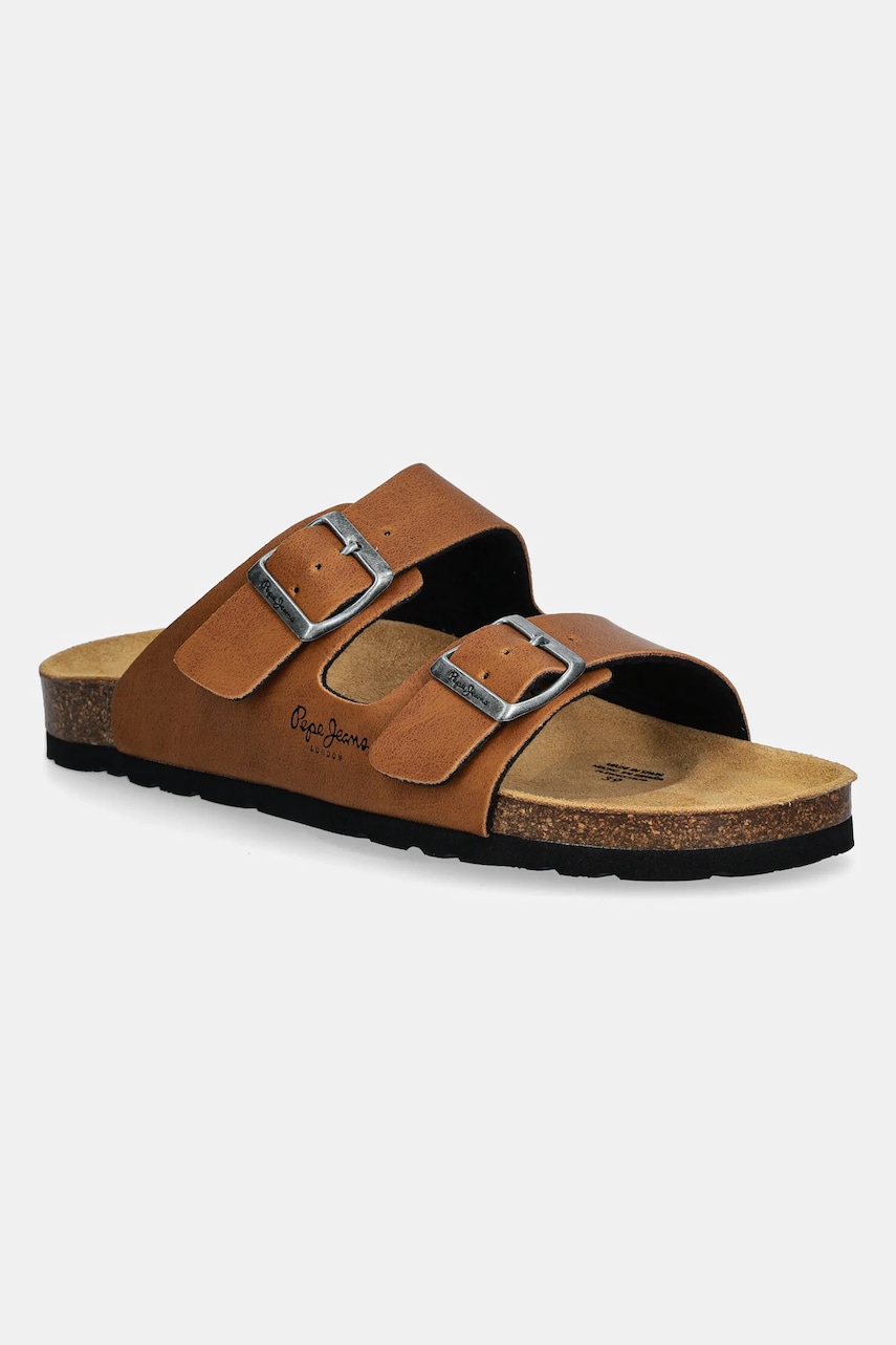 Pepe Jeans papuci OBAN CLASSIC 1 W femei, culoarea maro, PLS90637 Pepe Jeans papuci OBAN CLASSIC 1 W femei, culoarea maro, PLS90637