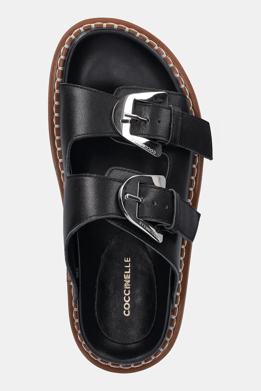 Δερμάτινες παντόφλες Coccinelle γυναικείες, χρώμα: μαύρο, E4 SOF 17 03 01 001 φωτογραφία