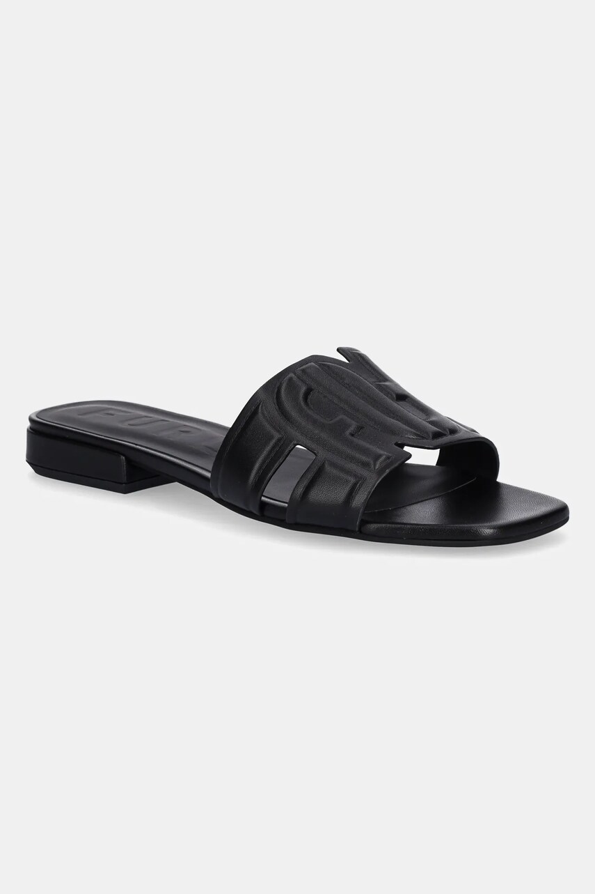 Furla slapi de piele Summer Mule femei, culoarea negru, YJ34SUM X30000 O6000