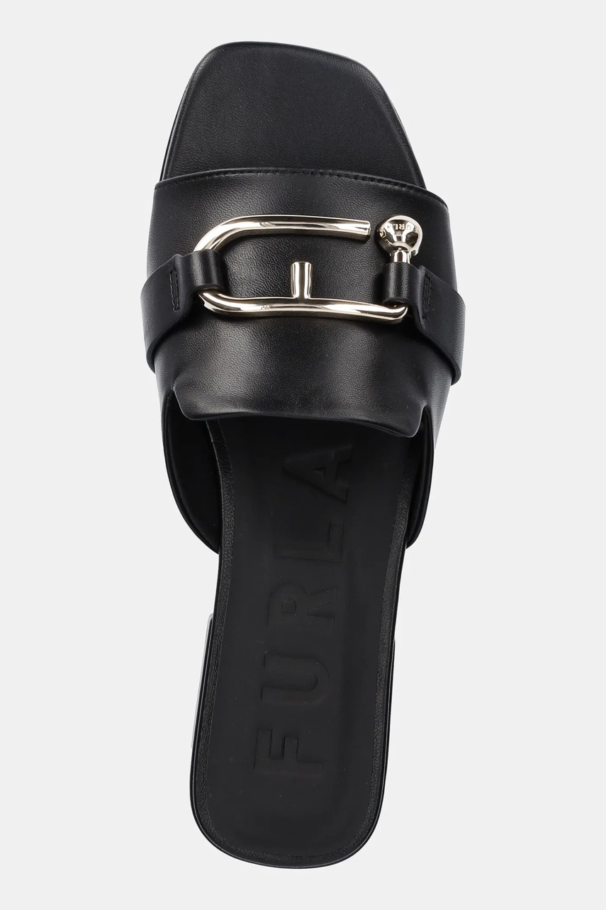 Δερμάτινες παντόφλες Furla Nuvola Mule γυναικείες, χρώμα: μαύρο, YJ36FNU X30000 O6000 φωτογραφία