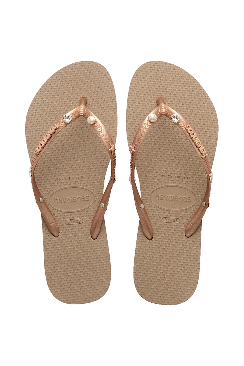 Havaianas slapi SLIM LUXURY AQUA culoarea aurie, 4149965.3581