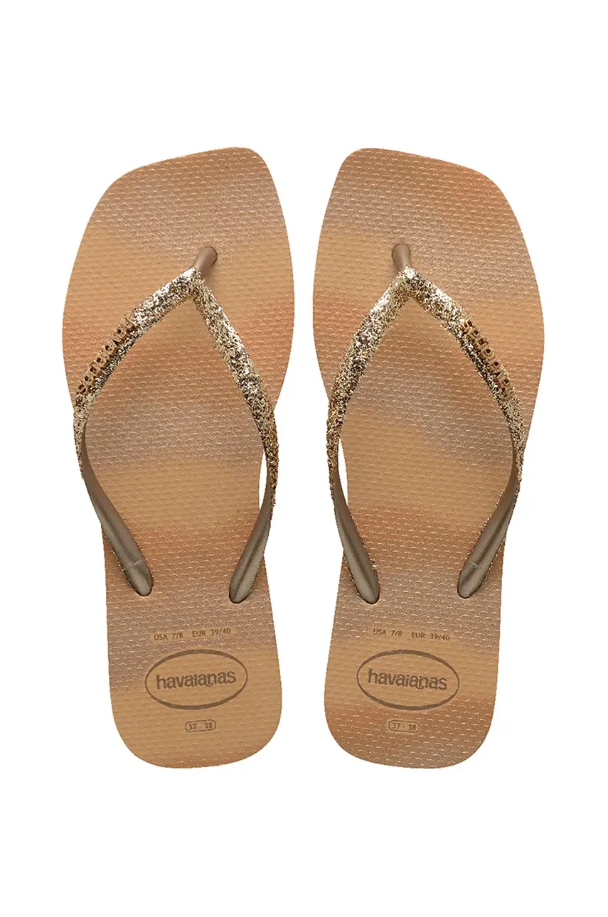 Havaianas slapi SLIM SQUARE GLITTER femei, culoarea auriu, 4149417.0570