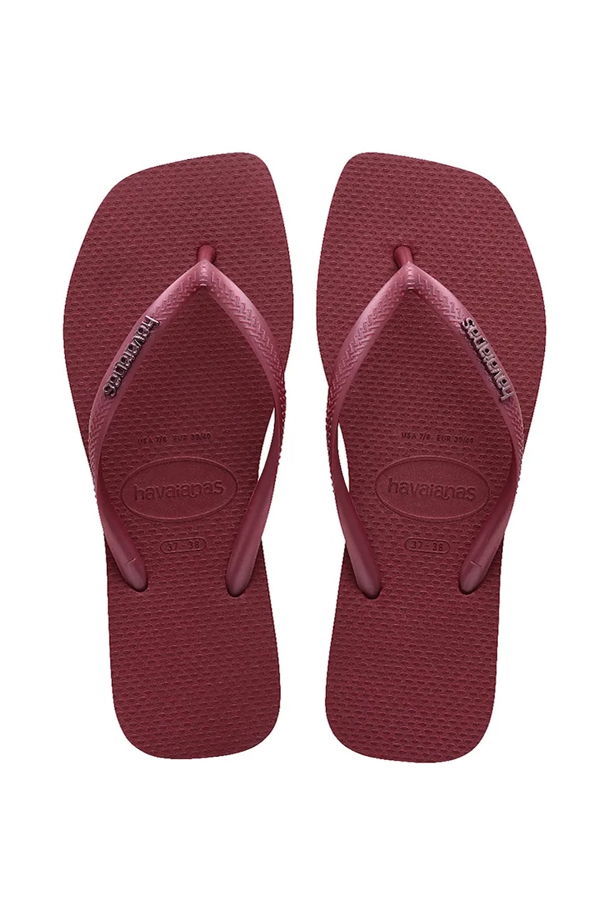 Havaianas slapi SLIM SQUARE LOGO femei, culoarea bordo, 4148257.9339 Havaianas slapi SLIM SQUARE LOGO femei, culoarea bordo, 4148257.9339