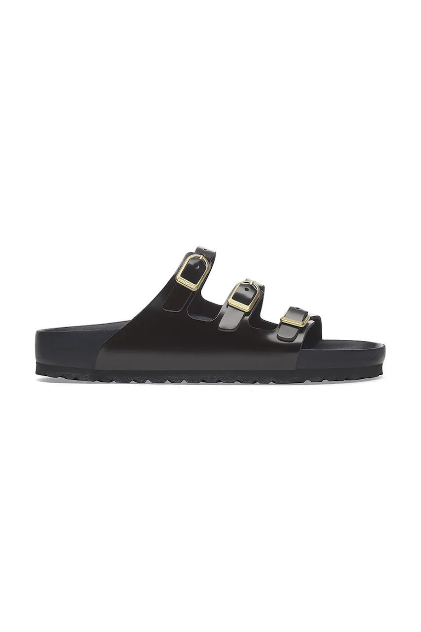 Kožené pantofle Birkenstock Florida D-Buckle Exq dámské, černá barva, 1029385