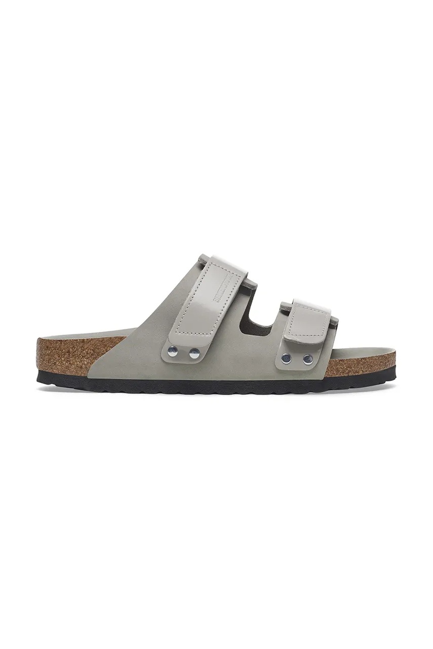 Birkenstock papuci din nubuc Uji femei, culoarea gri, 1029302