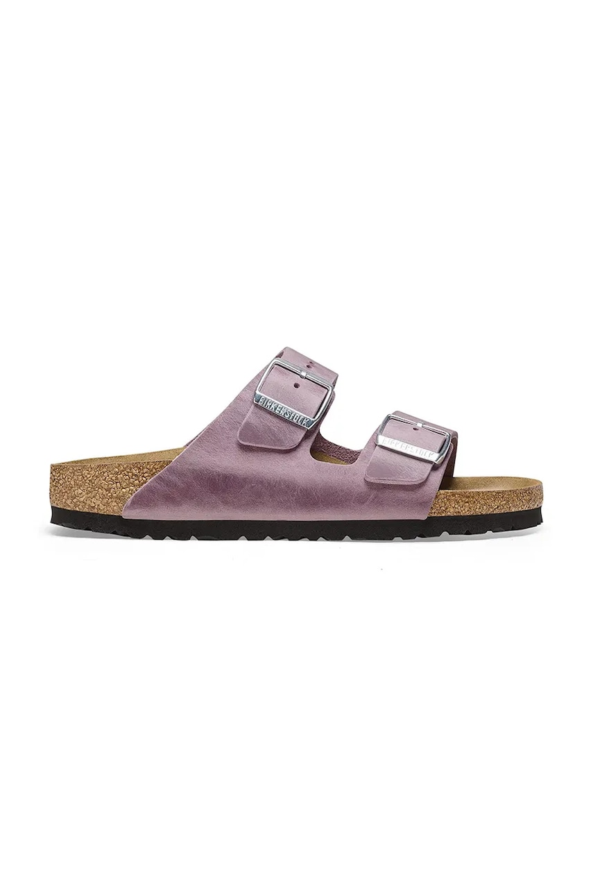 Birkenstock papuci de piele Arizona femei, culoarea violet, 1025490 Birkenstock papuci de piele Arizona femei, culoarea violet, 1025490