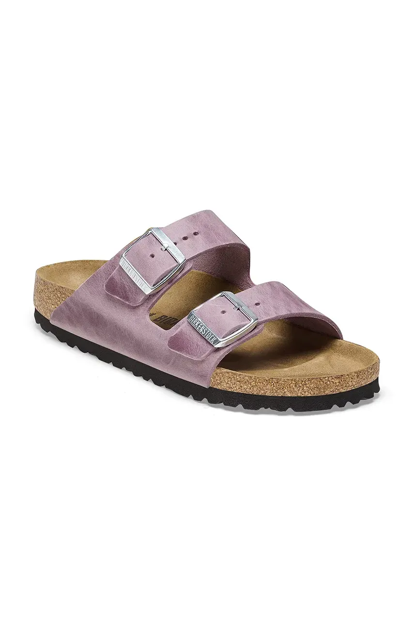 Кожаные шлепанцы Birkenstock Arizona женские цвет фиолетовый 1025490 Кожаные шлепанцы Birkenstock Arizona женские цвет фиолетовый 1025490