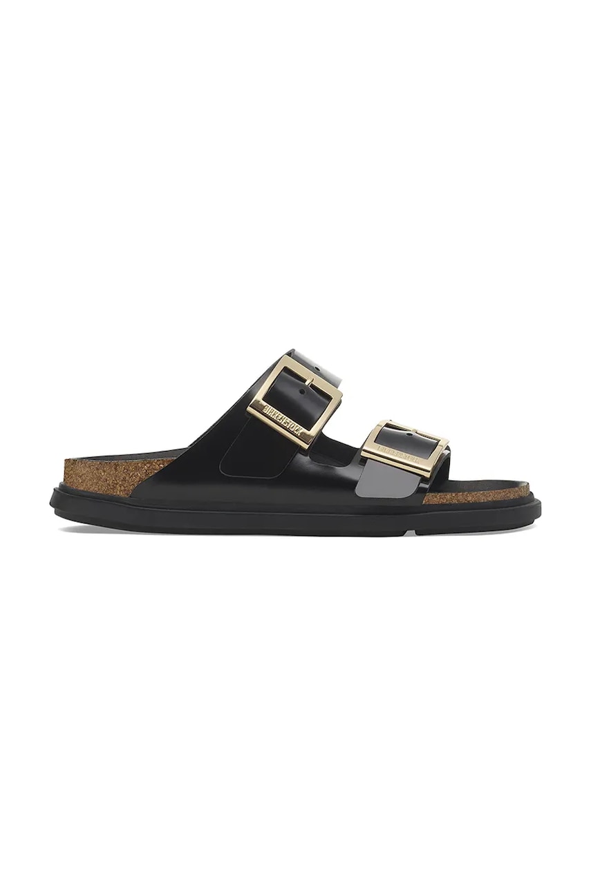 Birkenstock șlapi de piele Arizona Droplet Buckle culoarea negru, 1029353