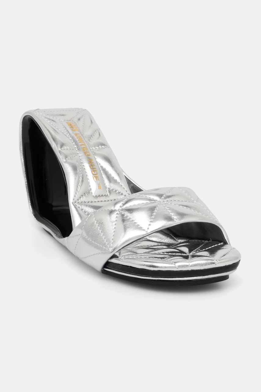 United Nude slapi de piele Mobius Hi femei, culoarea argintiu, toc pana, 10001902188