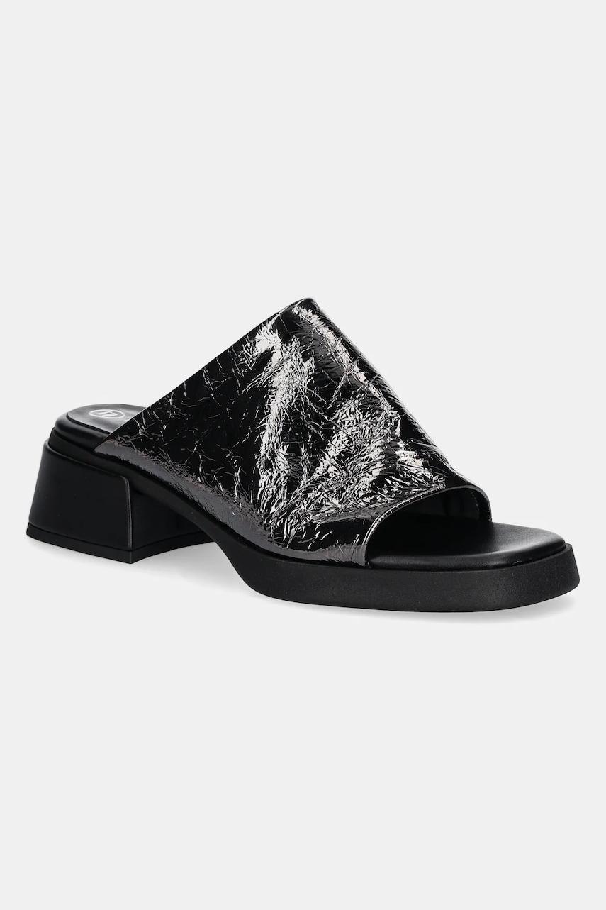 Miista șlapi de piele Zooey femei, culoarea argintiu, cu toc drept, E8_3874 Miista șlapi de piele Zooey femei, culoarea argintiu, cu toc drept, E8_3874